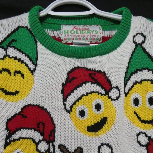 HAPPY HOLIDAYS | small, s | Emoji and Striped | Ugly Christmas Sweater | Unisex - Picture 2 of 15